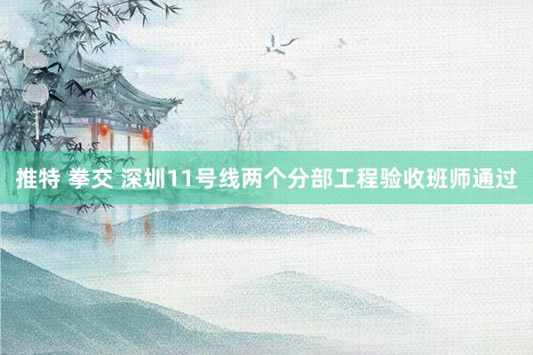 推特 拳交 深圳11号线两个分部工程验收班师通过