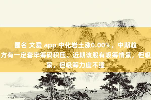 匿名 文爱 app 中化岩土涨0.00%，中期趋势方面，上方有一定套牢筹码积压。近期该股有吸筹情景，但吸筹力度不彊