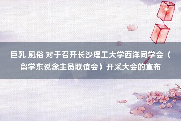 巨乳 風俗 对于召开长沙理工大学西洋同学会(留学东说念主员联谊会)开采大会的宣布