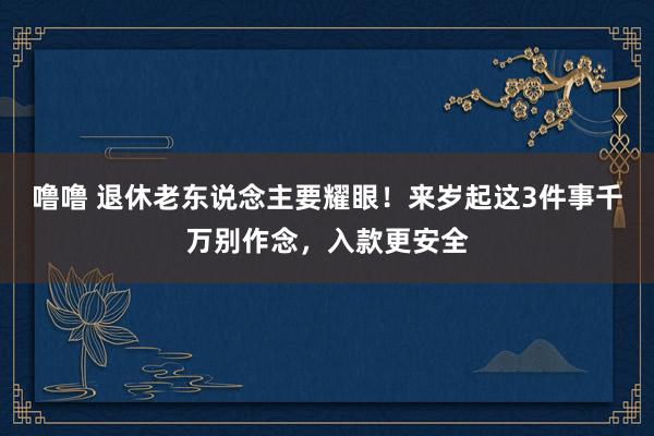 噜噜 退休老东说念主要耀眼！来岁起这3件事千万别作念，入款更安全
