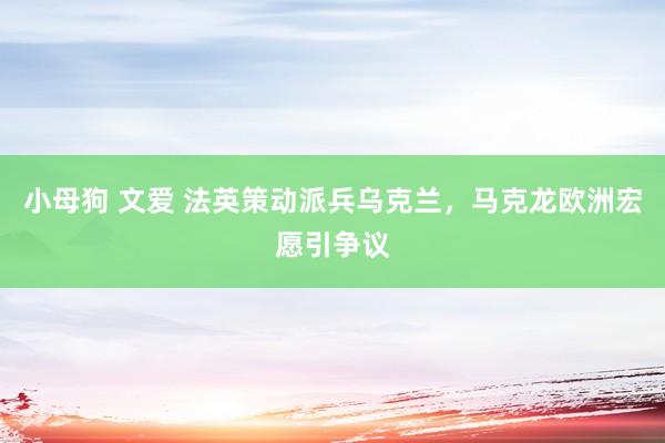 小母狗 文爱 法英策动派兵乌克兰，马克龙欧洲宏愿引争议