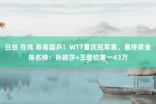 白丝 在线 恭喜国乒！WTT重庆冠军赛，最终奖金排名榜：孙颖莎+王楚钦第一43万