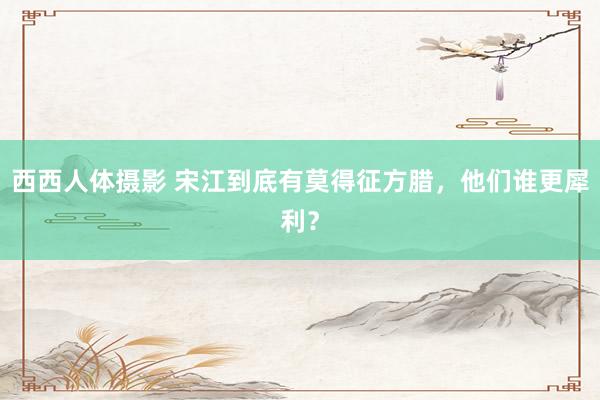 西西人体摄影 宋江到底有莫得征方腊，他们谁更犀利？