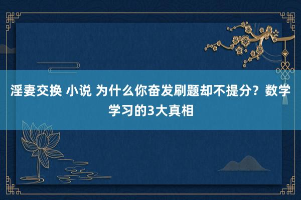 淫妻交换 小说 为什么你奋发刷题却不提分?数学学习的3大真相