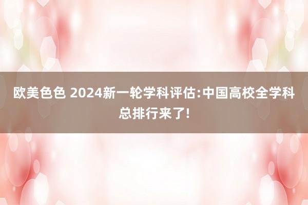欧美色色 2024新一轮学科评估:中国高校全学科总排行来了!