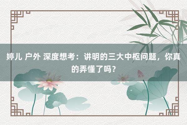 婷儿 户外 深度想考：讲明的三大中枢问题，你真的弄懂了吗？